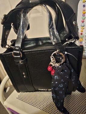 Madden Girl Black Satchel with Red Bead Charm
